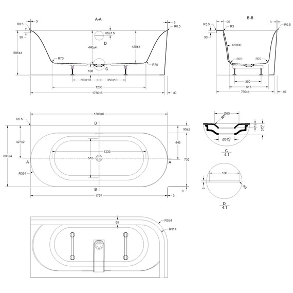 Ванна акриловая Vincea 180x80 см VBT-704-1800-L - фото 5