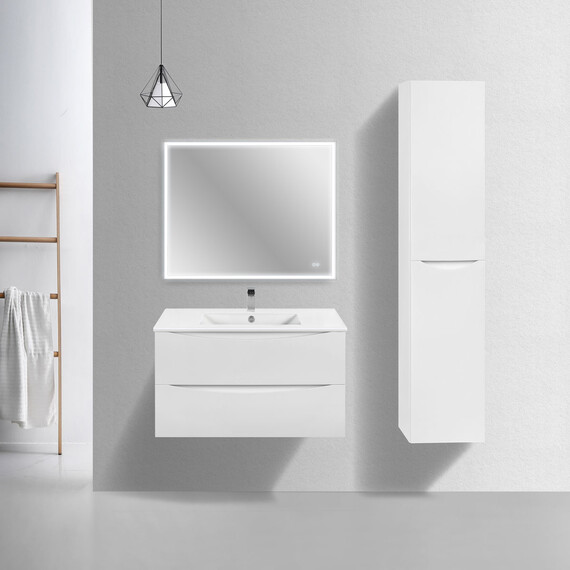 Тумба подвесная с раковиной Vincea Mia Slim 90 см VMC-2MC900S1GW (раковина белая VBS-13990S1) - фото 3