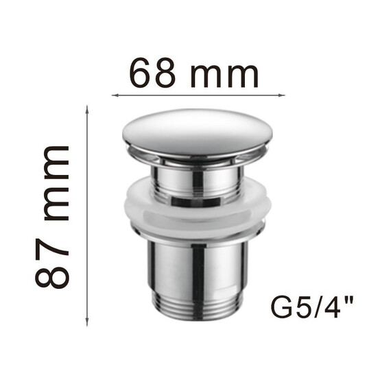 Донный клапан для раковины Haiba HB63 с переливом, хром - фото 2