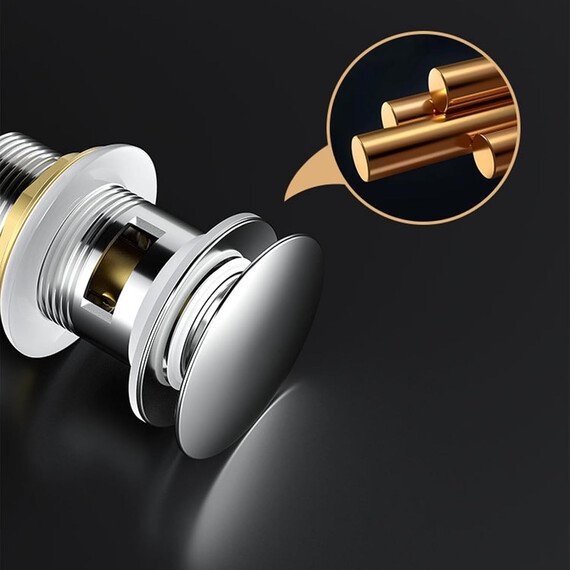 Донный клапан для раковины Haiba HB67 с переливом, глянцевый хром - фото 4