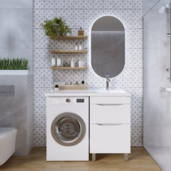 Тумба напольная с раковиной Grossman Вилар 110 см R (раковина Камилла-110) белый глянец - фото 5