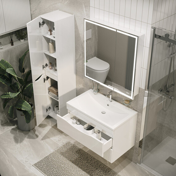 Пенал подвесной Grossman Виста 30 см 303068 L, белый глянцевый - фото 5