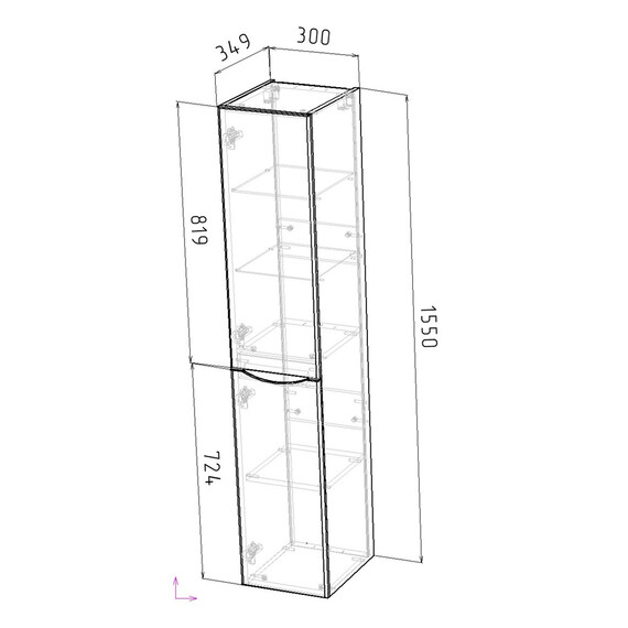 Пенал подвесной Grossman Виста 30 см 303069 R, белый глянцевый - фото 6