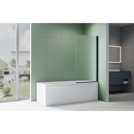 Шторка для ванны Aquatek 80 см AQ.BS.080.2BL, чёрный матовый/рифленое - фото 