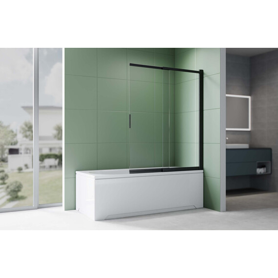 Шторка для ванны Aquatek 100 см AQ.BSS.100.1BL, чёрный матовый/прозрачное - фото 