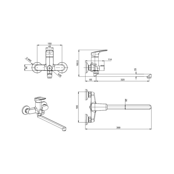 Смеситель для ванны Aquatek Вега AQ1037CR - фото 5