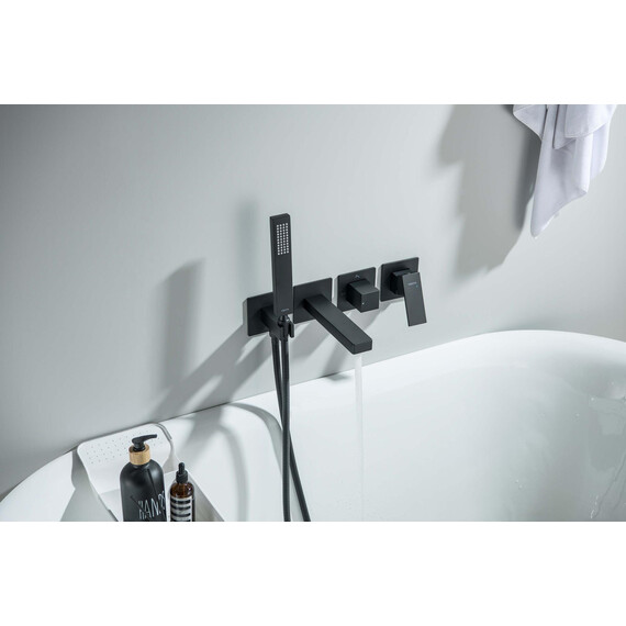 Смеситель для ванны Aquatek Либра AQ1644MB (со скрытой частью) чёрный матовый - фото 3