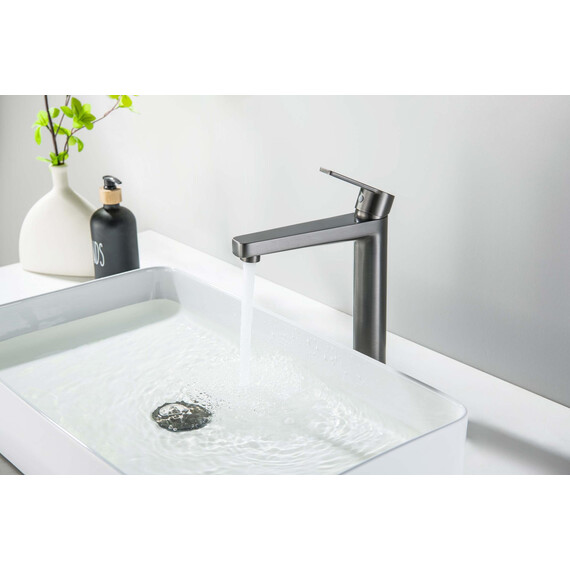 Смеситель для раковины высокий Aquatek Лугано AQ1704BGM, оружейная сталь - фото 7