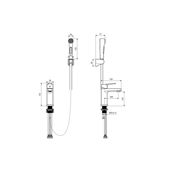 Смеситель для раковины с лейкой для биде Aquatek Лугано AQ1712BGM, оружейная сталь - фото 10