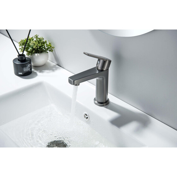 Смеситель для раковины с лейкой для биде Aquatek Лугано AQ1712BGM, оружейная сталь - фото 4