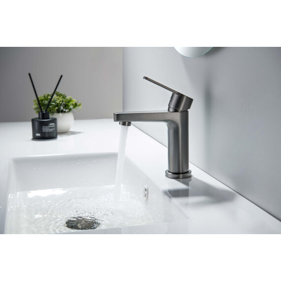 Смеситель для раковины с лейкой для биде Aquatek Лугано AQ1712BGM, оружейная сталь - фото 5