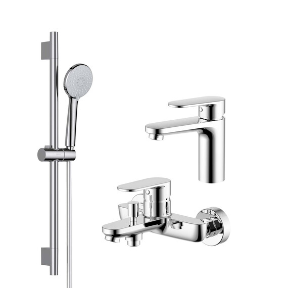 Набор смесителей 3 в 1 для ванны с коротким изливом Aquatek Ника AQ1830CR - фото 