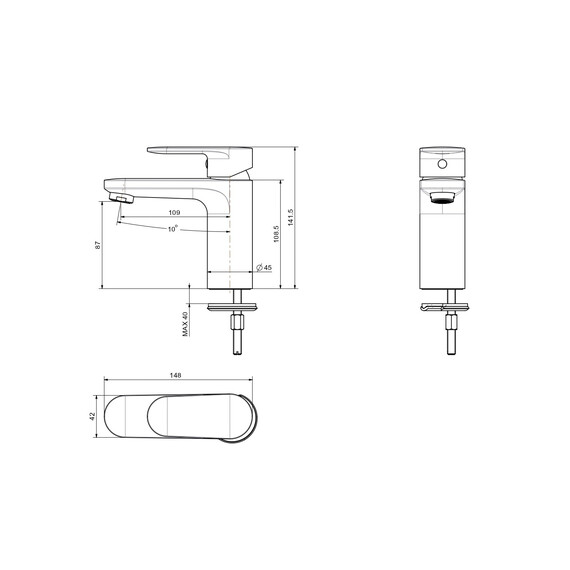 Набор смесителей 3 в 1 для ванны с коротким изливом Aquatek Ника AQ1830MB, чёрный матовый - фото 9