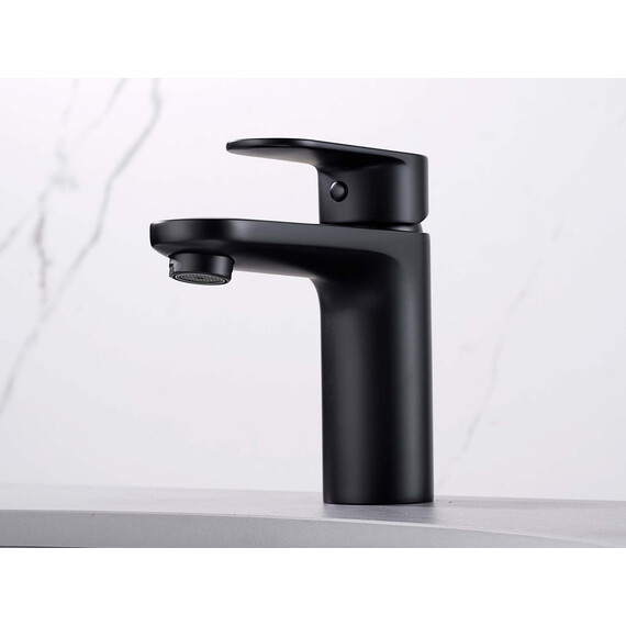 Набор смесителей 3 в 1 для ванны с коротким изливом Aquatek Ника AQ1830MB, чёрный матовый - фото 5