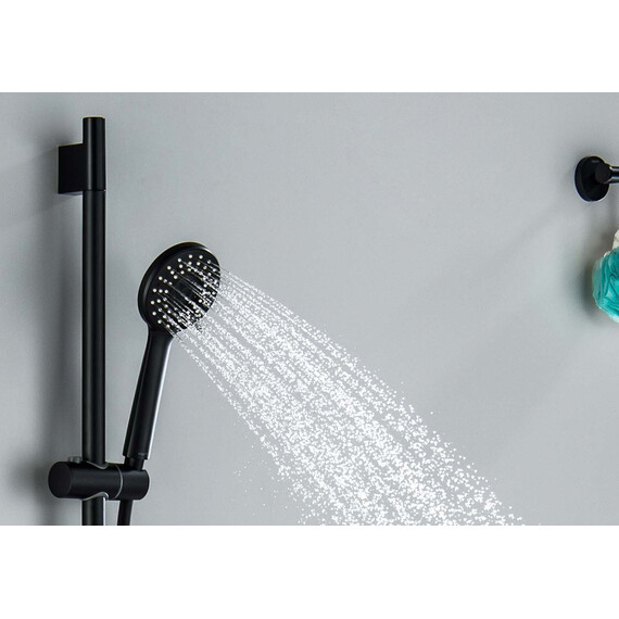 Набор смесителей 3 в 1 для ванны с коротким изливом Aquatek Ника AQ1830MB, чёрный матовый - фото 8