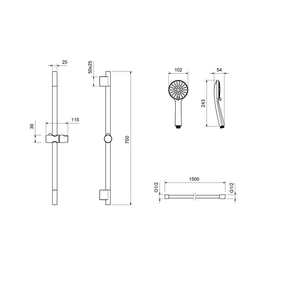 Набор смесителей 3 в 1 для душа Aquatek Ника AQ1831MB, чёрный матовый - фото 11
