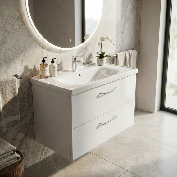 Тумба подвесная с раковиной Azario Ника 70 см CS00106460, белый глянцевый - фото 10