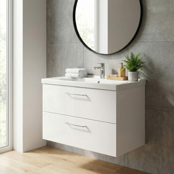 Тумба подвесная с раковиной Azario Ника 70 см CS00106460, белый глянцевый - фото 2