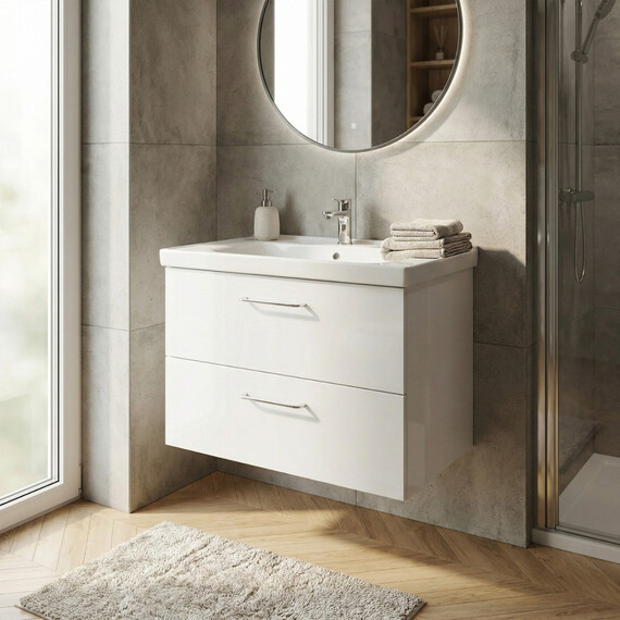 Тумба подвесная с раковиной Azario Ника 70 см CS00106460, белый глянцевый - фото 5