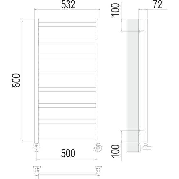 Полотенцесушитель водяной Terminus Аврора П8 500x800 мм 4670078529947 - фото 3