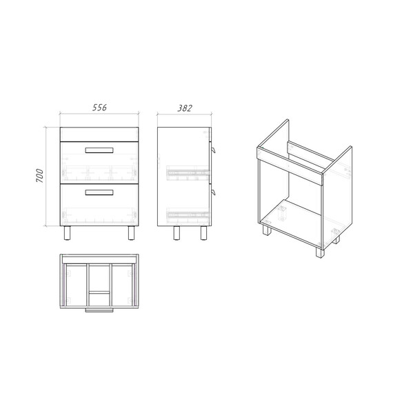 Тумба напольная с раковиной Grossman Нео 60 см 106028, белый - фото 9