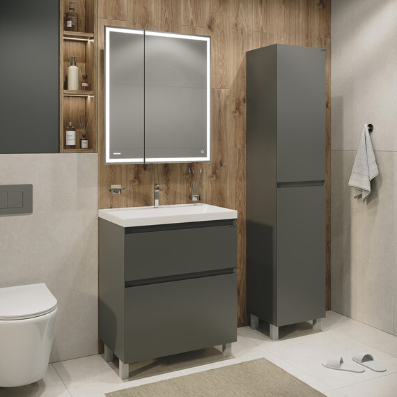 Тумба напольная с раковиной Grossman Меркадо 70 см 107073, графит матовая - фото 5