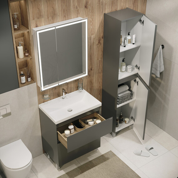 Тумба напольная с раковиной Grossman Меркадо 70 см 107073, графит матовая - фото 7