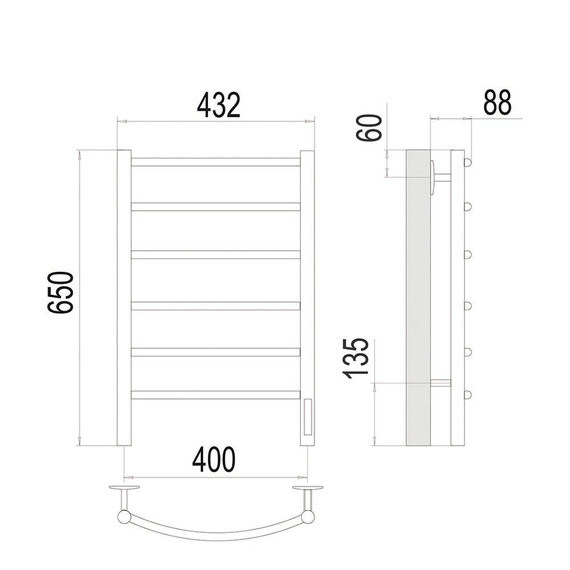 Полотенцесушитель электрический Terminus Классик П6 400x650 мм 4670078561145, сатин - фото 4