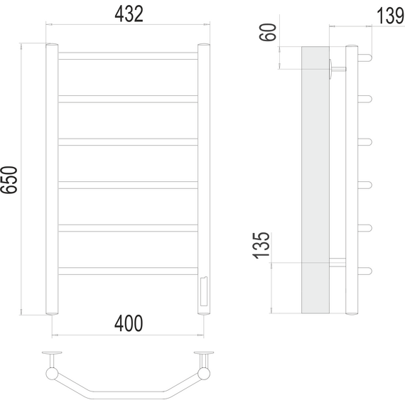 Полотенцесушитель электрический Terminus Виктория П6 400x650 мм 4670078531186 - фото 3