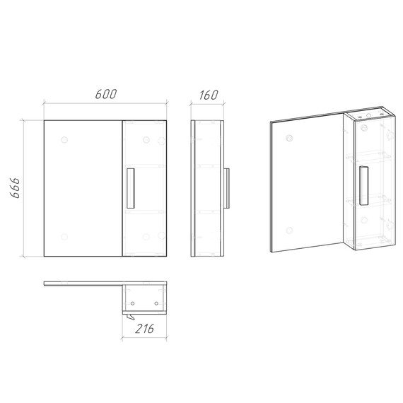 Зеркало-шкаф Grossman Нео 60 см 206022 - фото 5