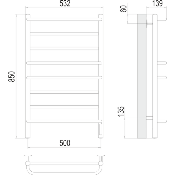 Полотенцесушитель электрический Terminus Евромикс П8 500x850 мм 4670078531292 - фото 3
