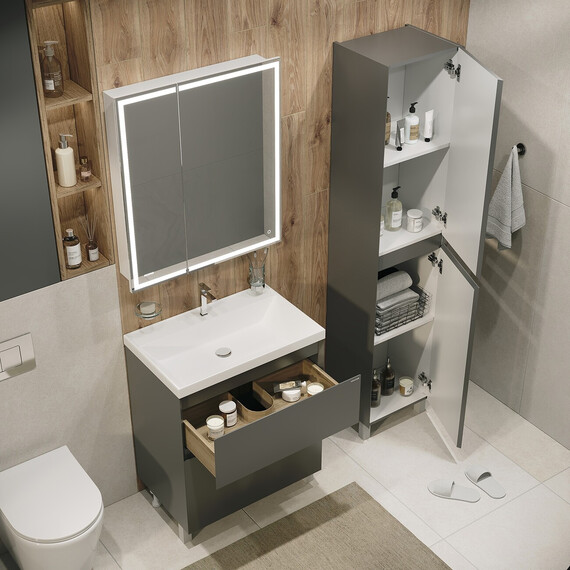 Пенал напольный Grossman Меркадо 40 см 304083, графит матовый - фото 5