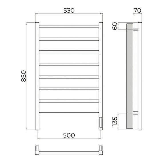 Полотенцесушитель электрический Terminus Ватикан П8 500x850 мм 4670078560445, сатин - фото 4