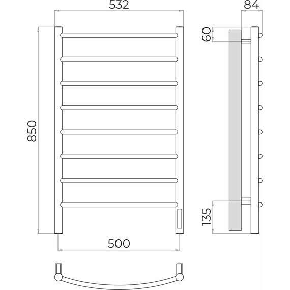 Полотенцесушитель электрический Terminus Классик П8 500x850 мм 4670078531360 - фото 3
