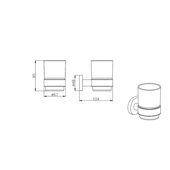 Стакан для зубных щеток Aquatek Вега AQ4004BGM, цвет оружейная сталь - фото 2