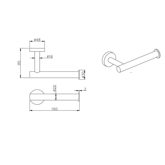 Держатель для туалетной бумаги Aquatek Вега AQ4008BGM, цвет оружейная сталь - фото 2