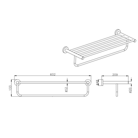 Полка для полотенец Aquatek Вега AQ4015BGM, цвет оружейная сталь - фото 2