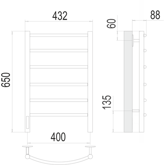 Полотенцесушитель электрический Terminus Классик П6 400x650 мм 4670078531315 - фото 3
