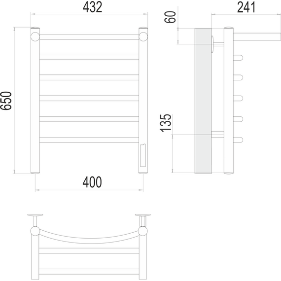 Полотенцесушитель электрический Terminus Классик с полкой П6 400x650 мм 4670078531384 - фото 3