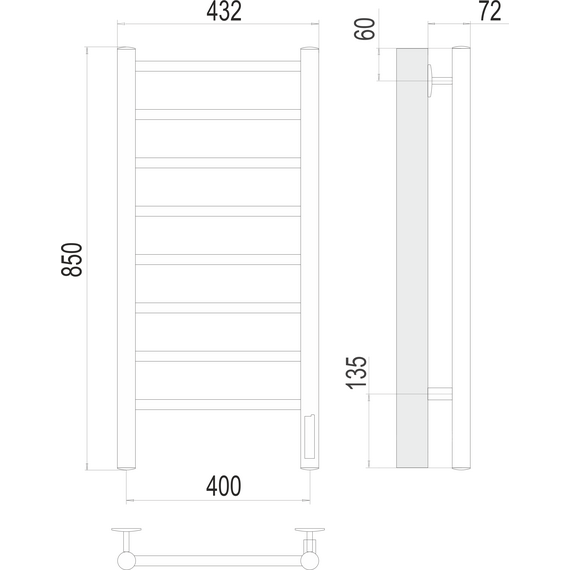 Полотенцесушитель электрический Terminus Аврора П8 400x850 мм 4670078531162 - фото 3