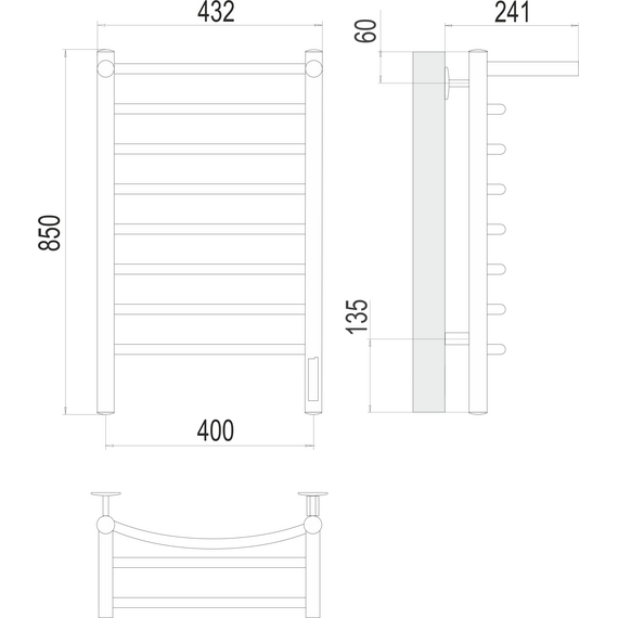 Полотенцесушитель электрический Terminus Классик с полкой П8 400x850 мм 4670078531407 - фото 3