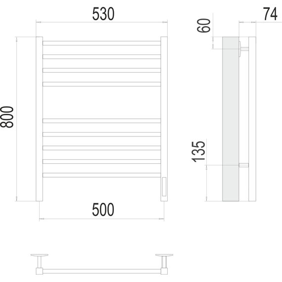 Полотенцесушитель электрический Terminus Ватикан П8 500x800 мм 4670078527530, белый матовый - фото 3