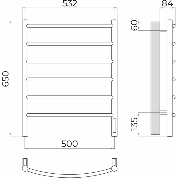 Полотенцесушитель электрический Terminus Классик П6 500x650 мм 4670078531322 - фото 3