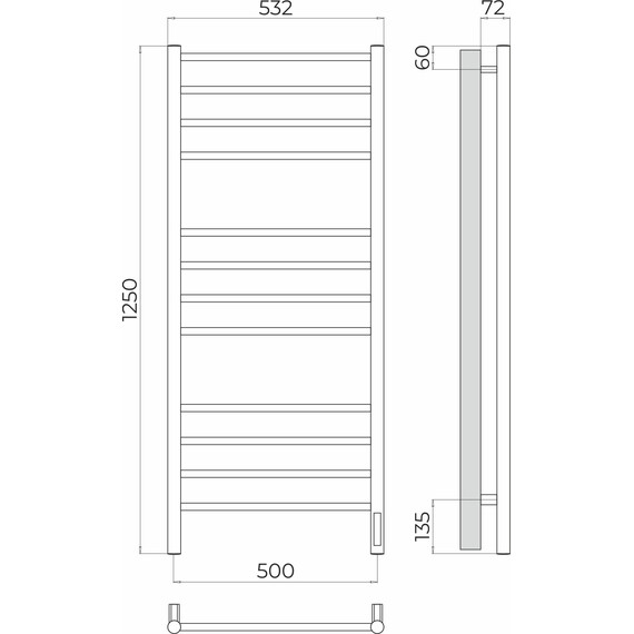 Полотенцесушитель электрический Terminus Аврора П12 500x1250 мм 4670078544377 - фото 3