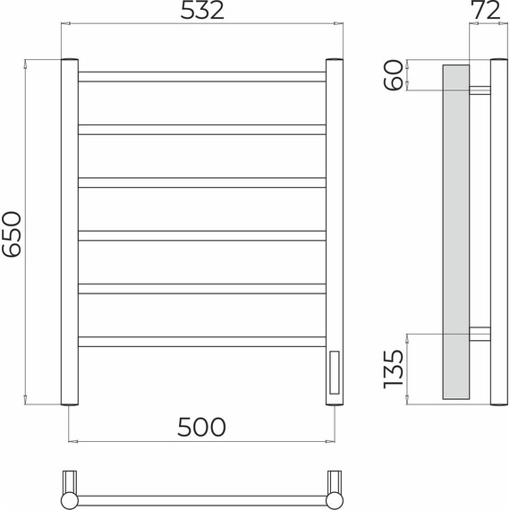 Полотенцесушитель электрический Terminus Аврора П6 500x650 мм 4670078531155 - фото 3