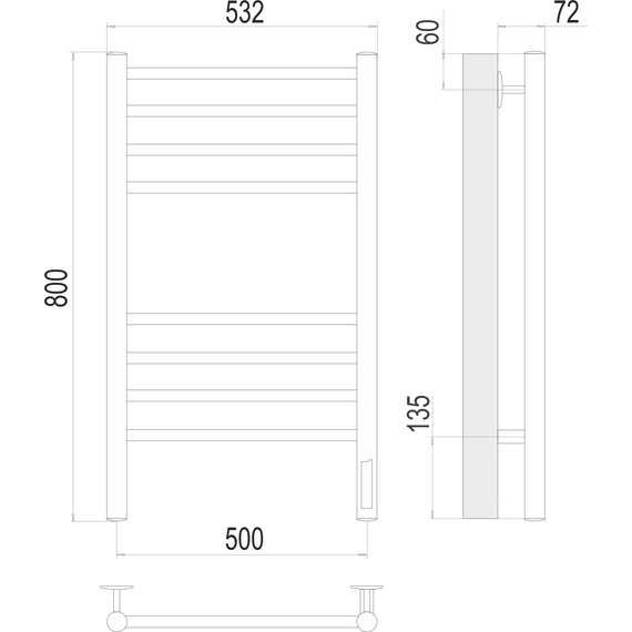 Полотенцесушитель электрический Terminus Аврора П8 500x800 мм 4670078563330, графит - фото 4
