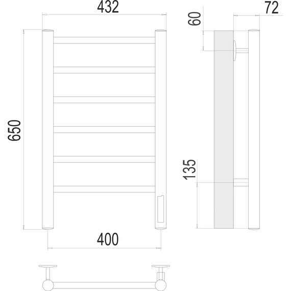 Полотенцесушитель электрический Terminus Аврора П6 400x650 мм 4670078531148 - фото 3