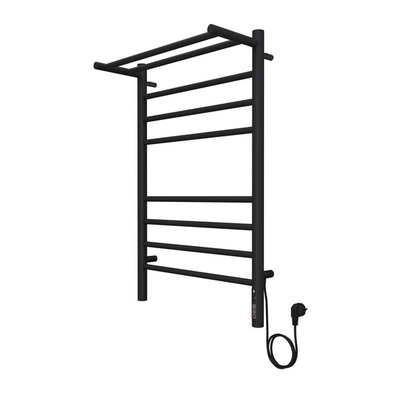 Полотенцесушитель электрический Terminus Аврора с полкой П8 500x800 мм 4670078556974, чёрный матовый - фото 