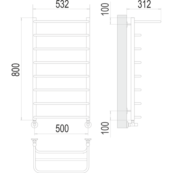 Полотенцесушитель водяной Terminus П8 500x800 мм 4670078530295 - фото 3