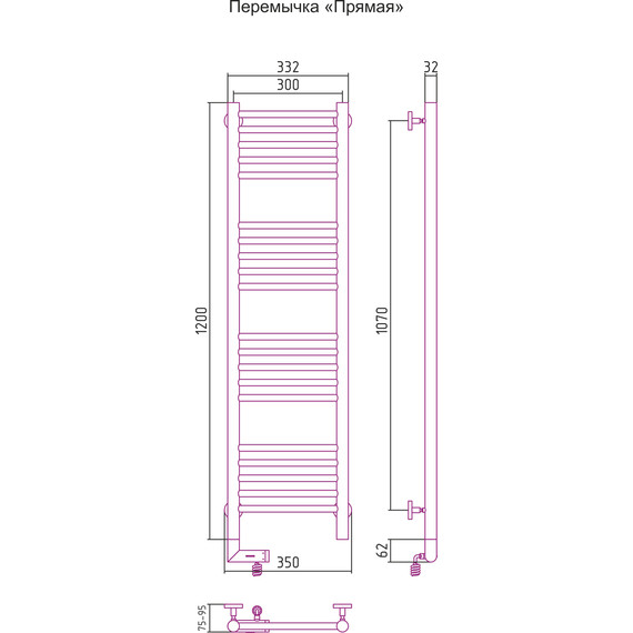 Полотенцесушитель электрический Сунержа Богема 2.0 П20 1200х300 мм (прямая перемычка) 00-5204-1230 L - фото 5